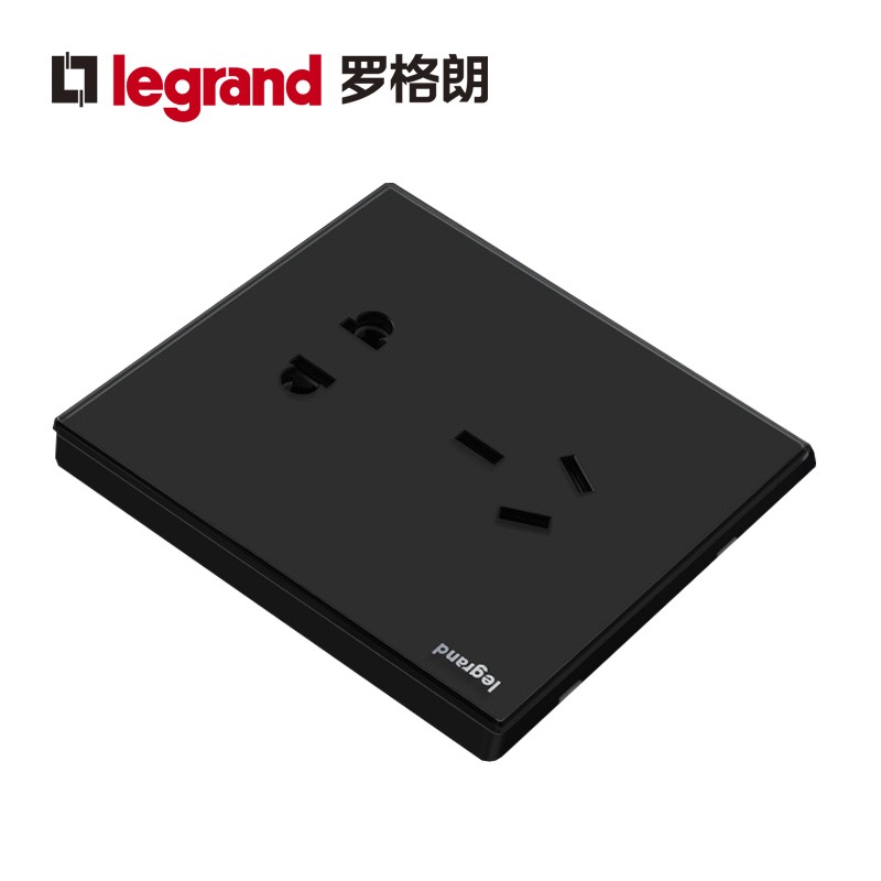 Legrand罗格朗逸远玄武黑开关插座面板多孔家用暗装五插双开16a空调usb