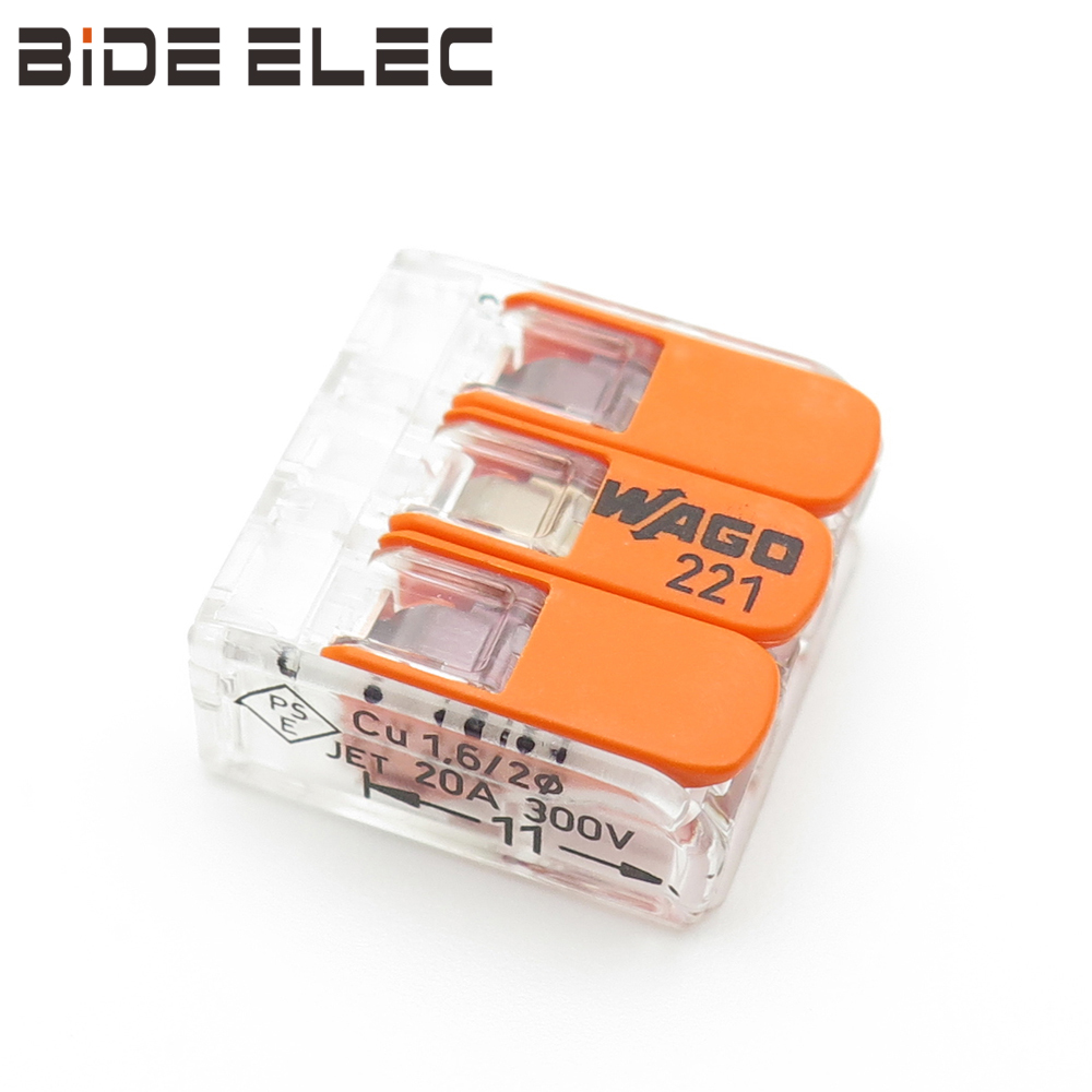 万可WAGO221-413三孔接线端子电线连接器